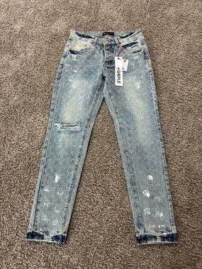 Purple Brand Light Blue Distressed Men's Jeans - Size 30